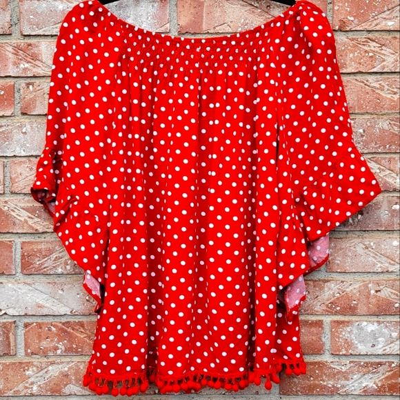 EST Polka Dot Top, Size L, Red and White - Picture 4 of 6